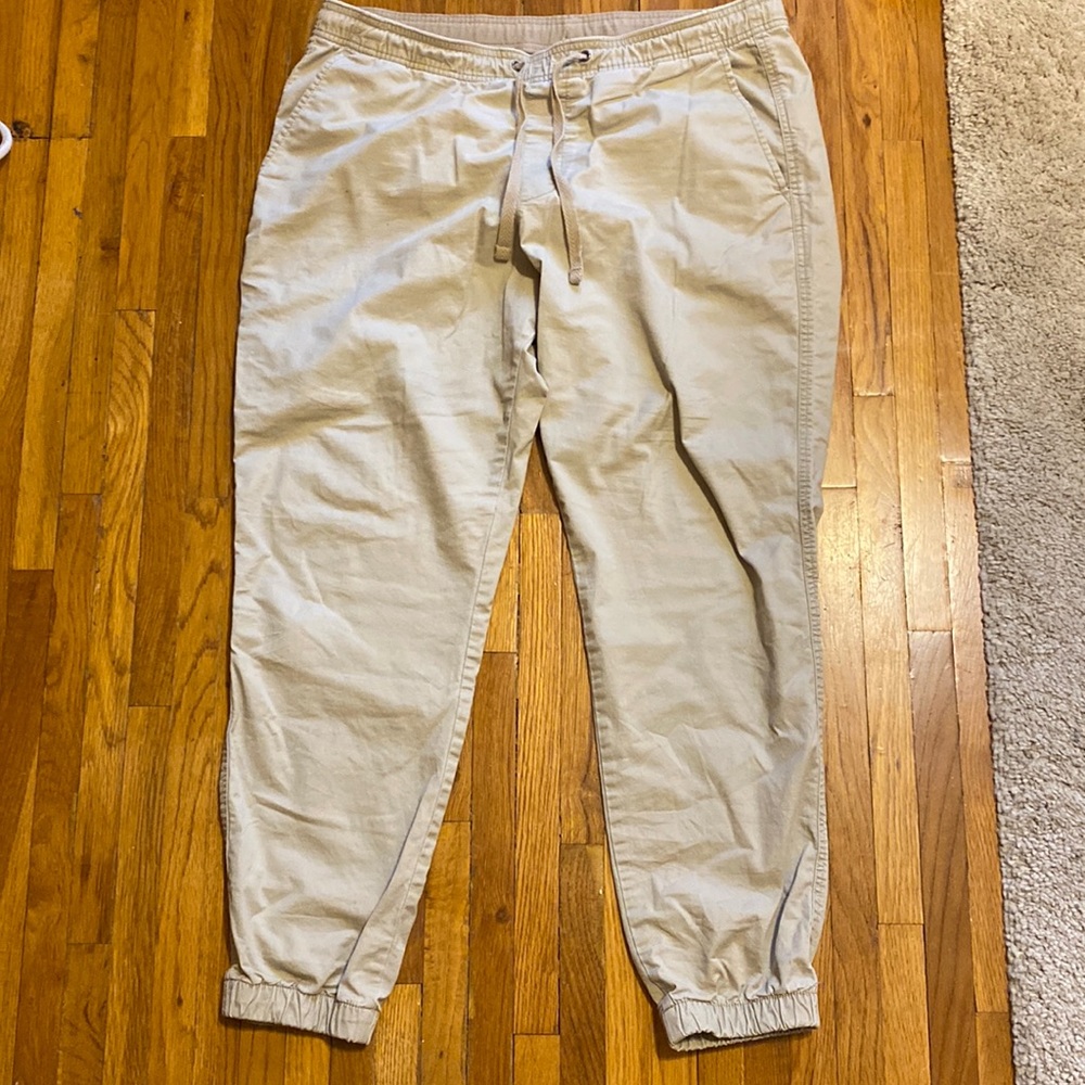 Khaki twill joggers size L